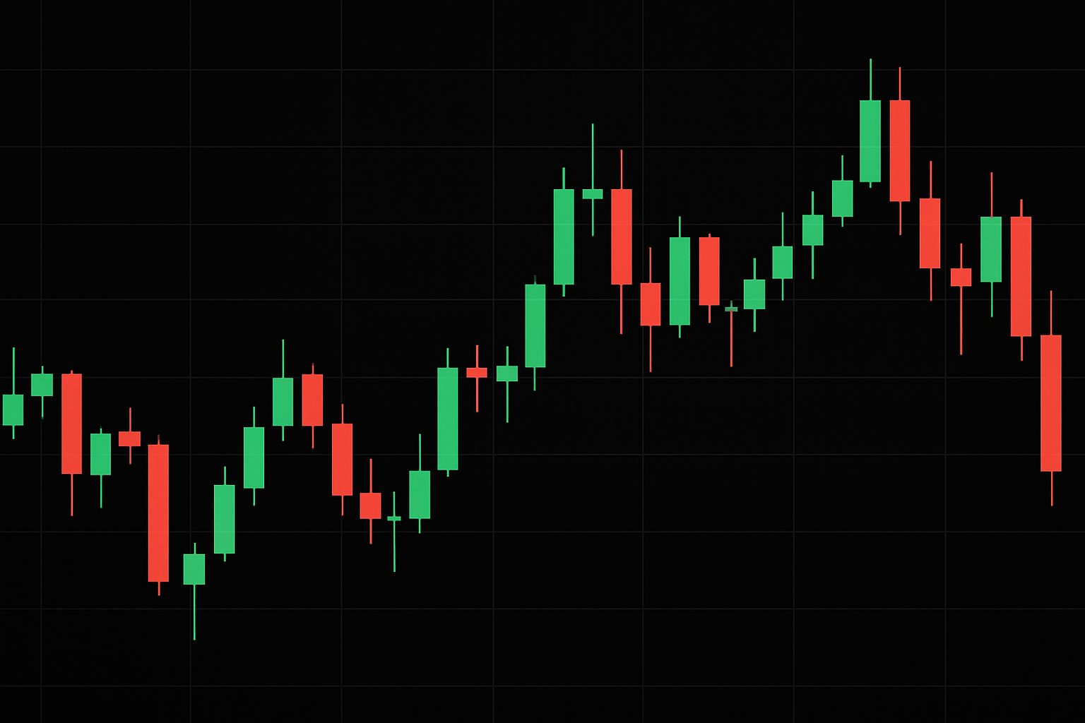 trading candlesticks on a black background